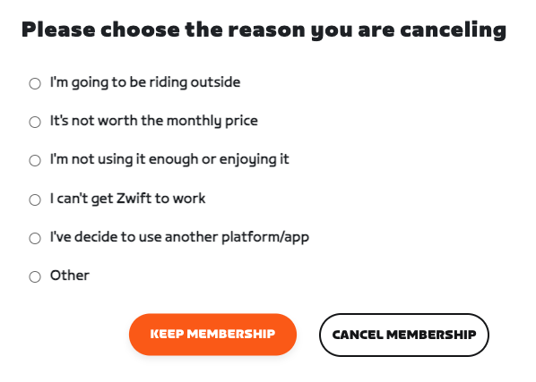 Cancel Zwift Membership